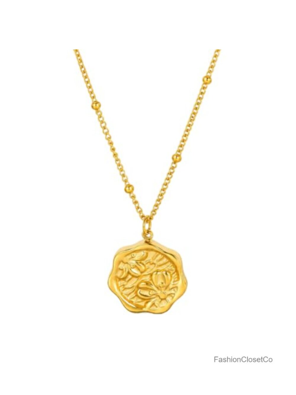 Vintage Flower Relief Coin Pendant Necklace Women Bohemian Jewelry